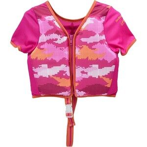 Swim School Girl Pink Camo Flotation Swim Trainer Vest w Sleeves  4-6 yrs